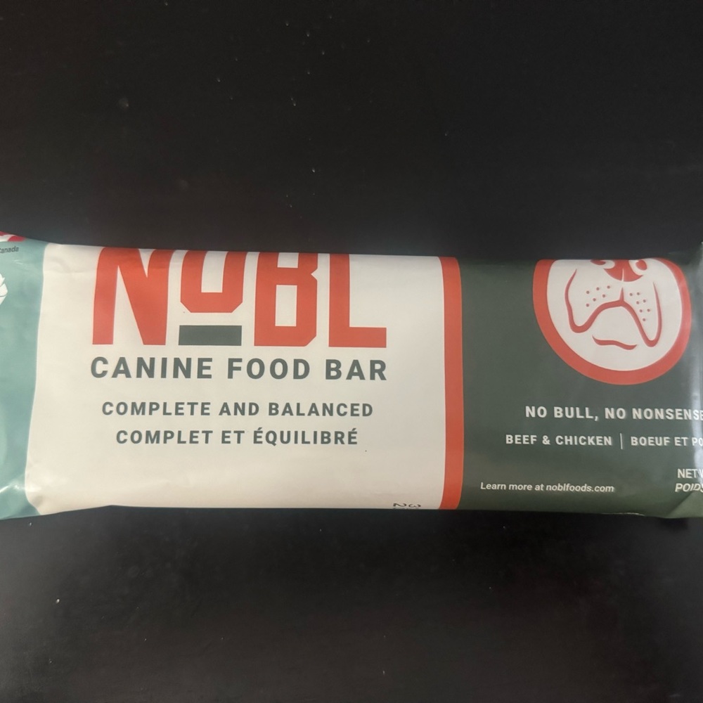 Nobl NEW UNOPENED Cannine Food Bar. Beef & Chicken.